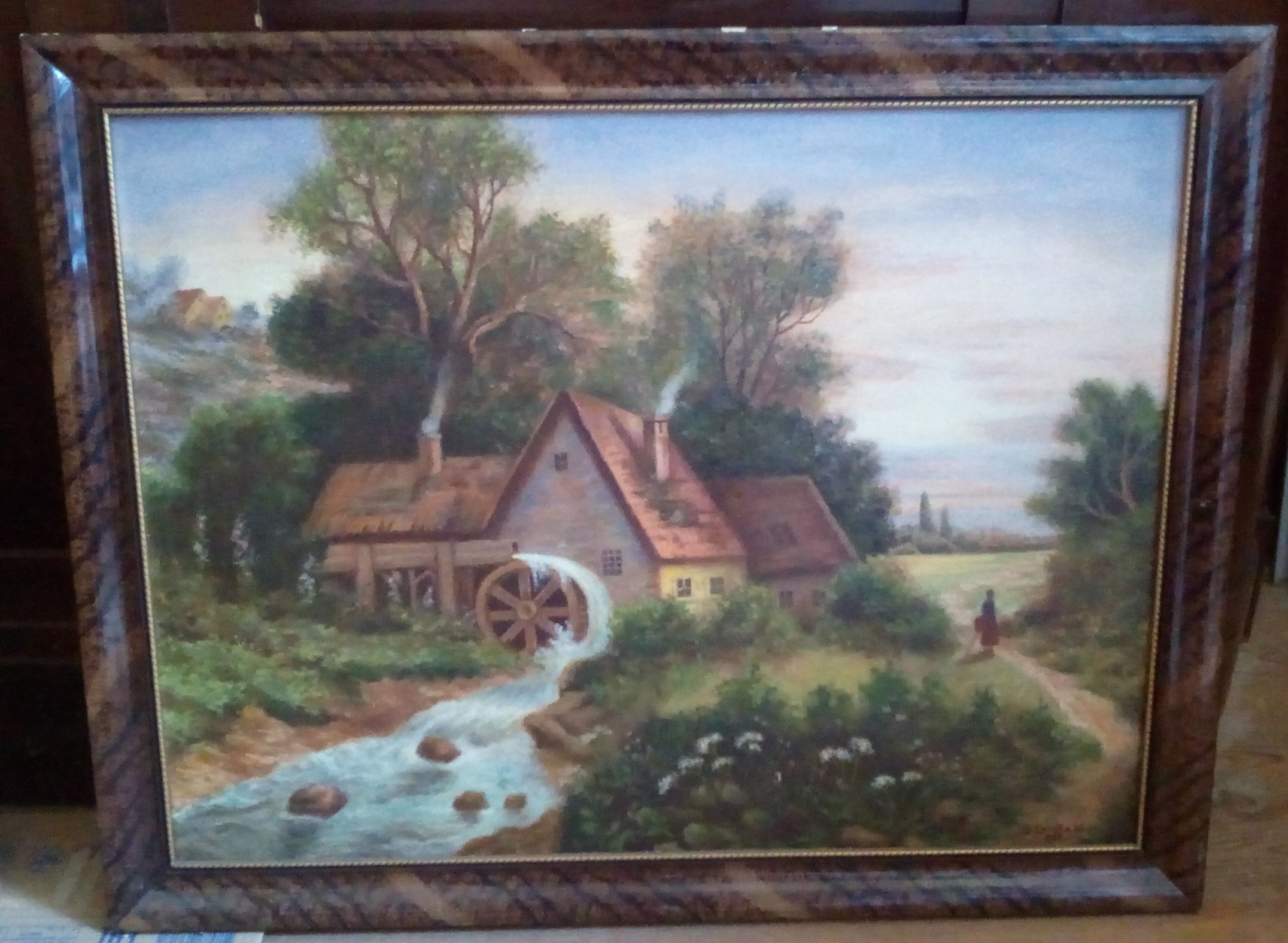 Gemälde "Mühle mit Wasserrad"